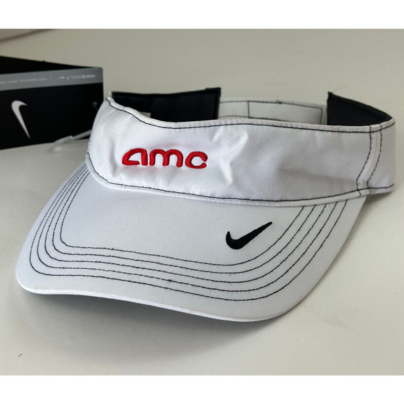 Nike Dri-FIT Swoosh Golf Visor AMC Logo Adjustable White Unisex Hat 429466-100 - Picture 2 of 9